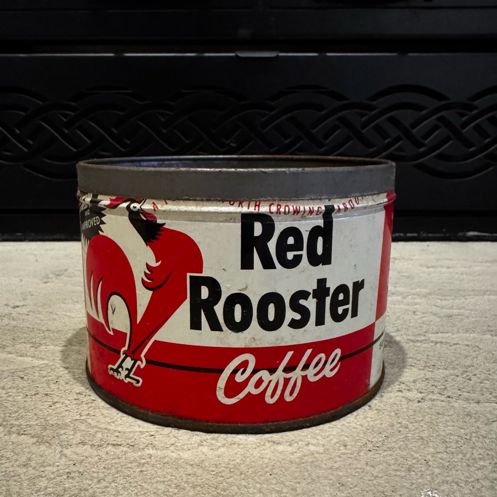 Vintage 1950’s Red Rooster 1 Pound Coffee Tin